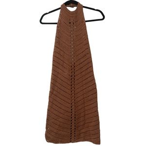 Camila Coelho Lyssa Hand Crochet Halter Mini Dress in Brown